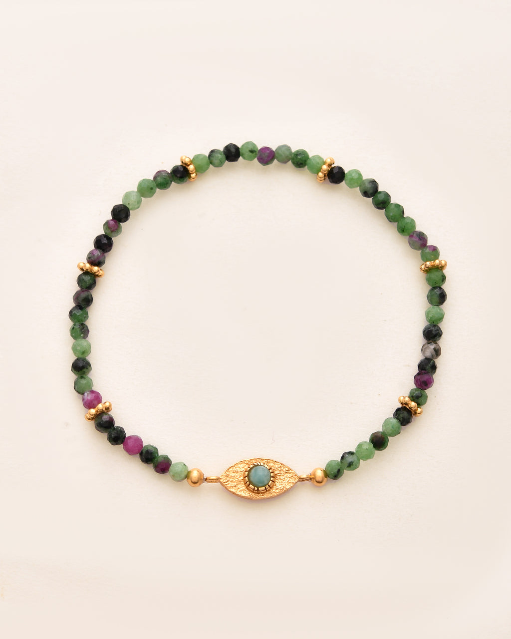 Ruby Zoisite Evil Eye Bracelet