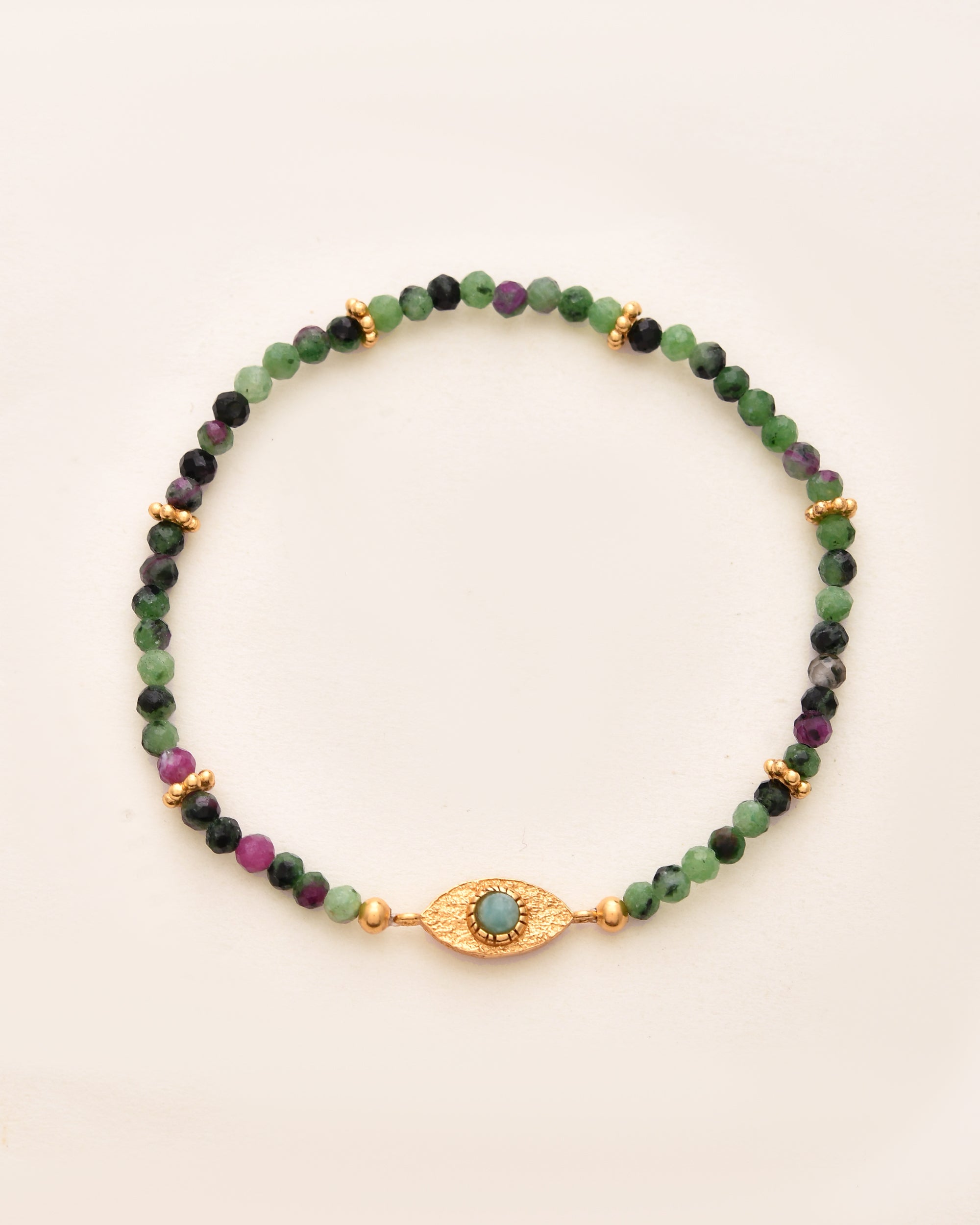 Ruby Zoisite Evil Eye Bracelet