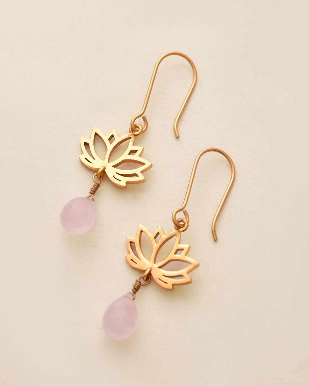 Sacred Lotus Rose Quartz Earring
