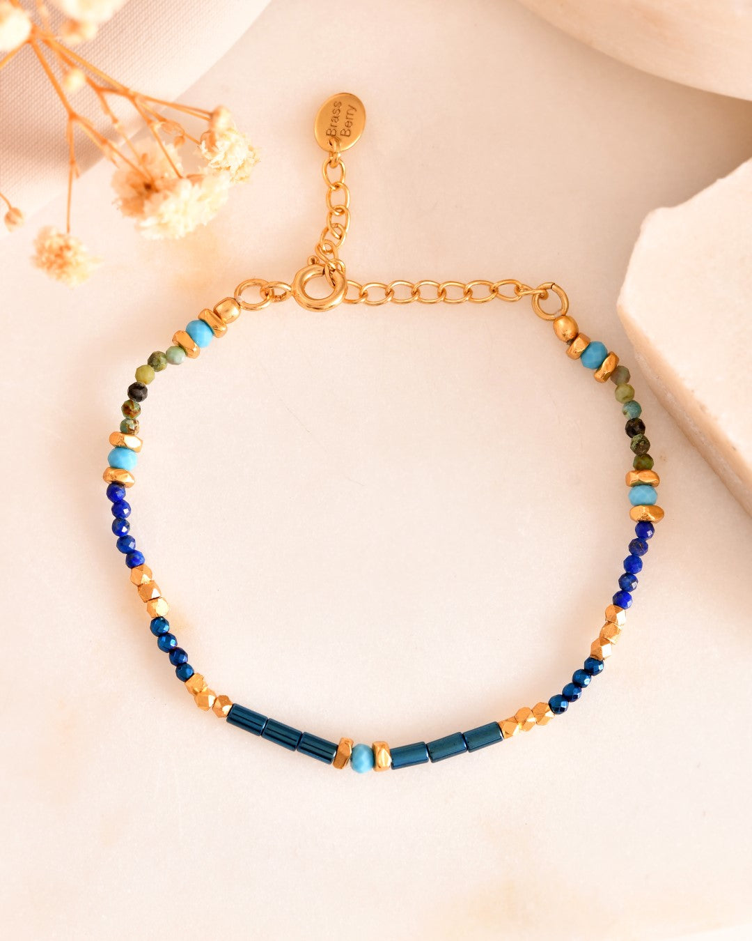 Balance Beads Blue Coated Hematite Multi stone Bracelet