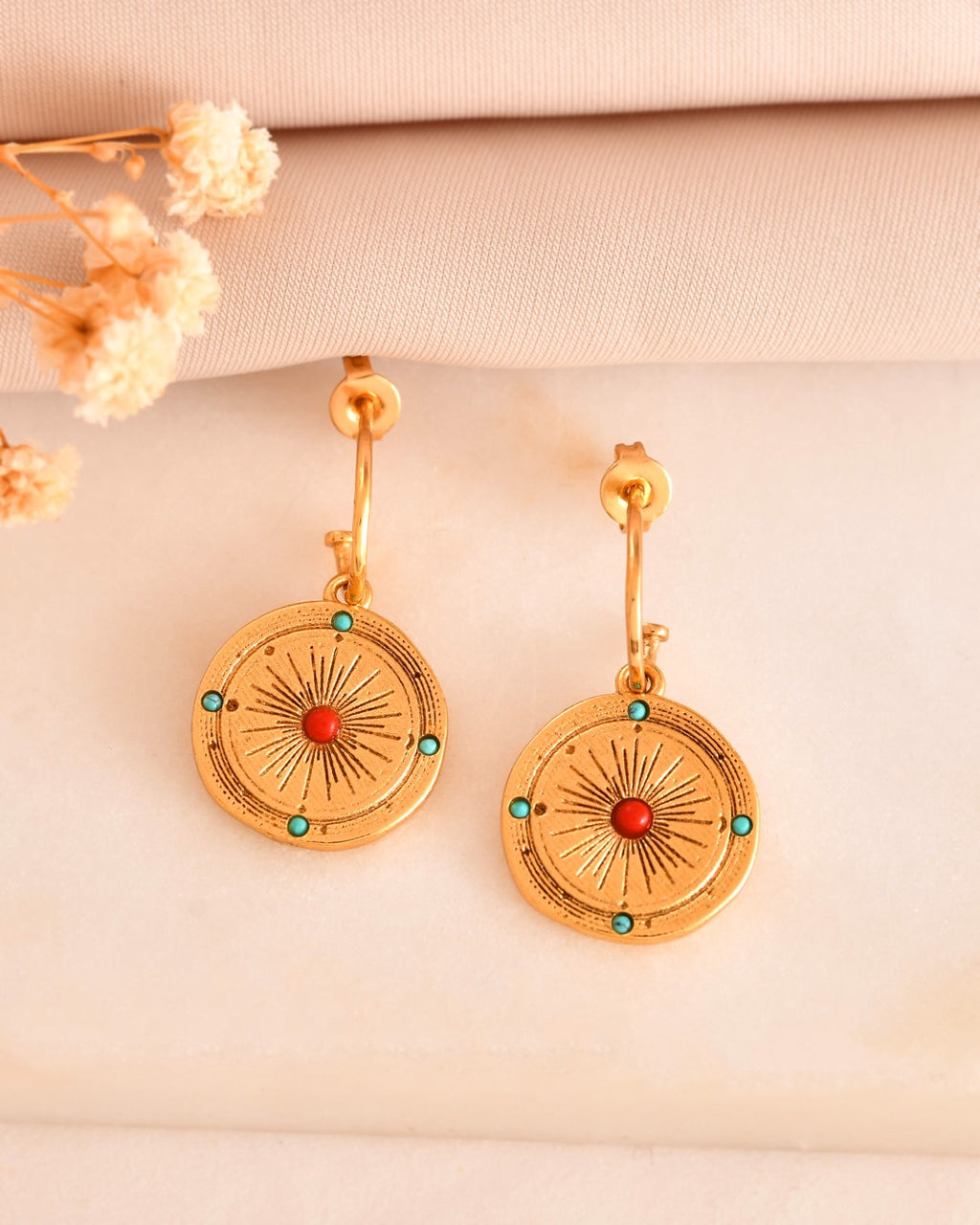 Coral and Turquoise Energy Earring