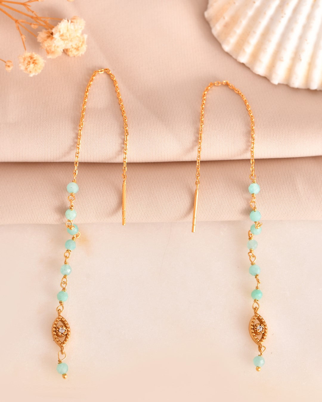 Evil Eye Amazonite Drop Earring